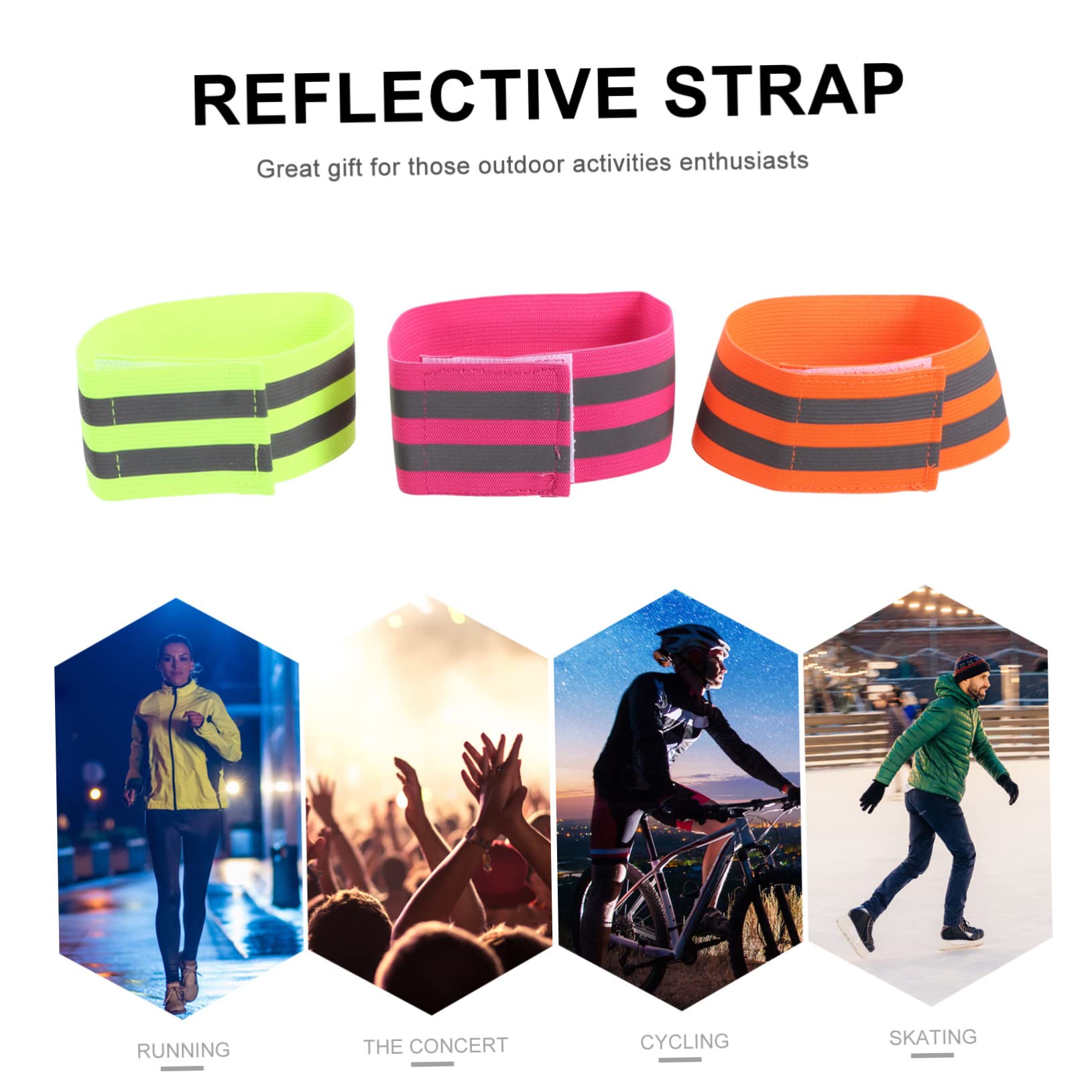 ibasenice Reflektierendes Armband Nacht Armbinden Sport Laufen Reflektierende Bänder Reflektierende Gehausrüstung Reflektierende Laufbänder Polyester
