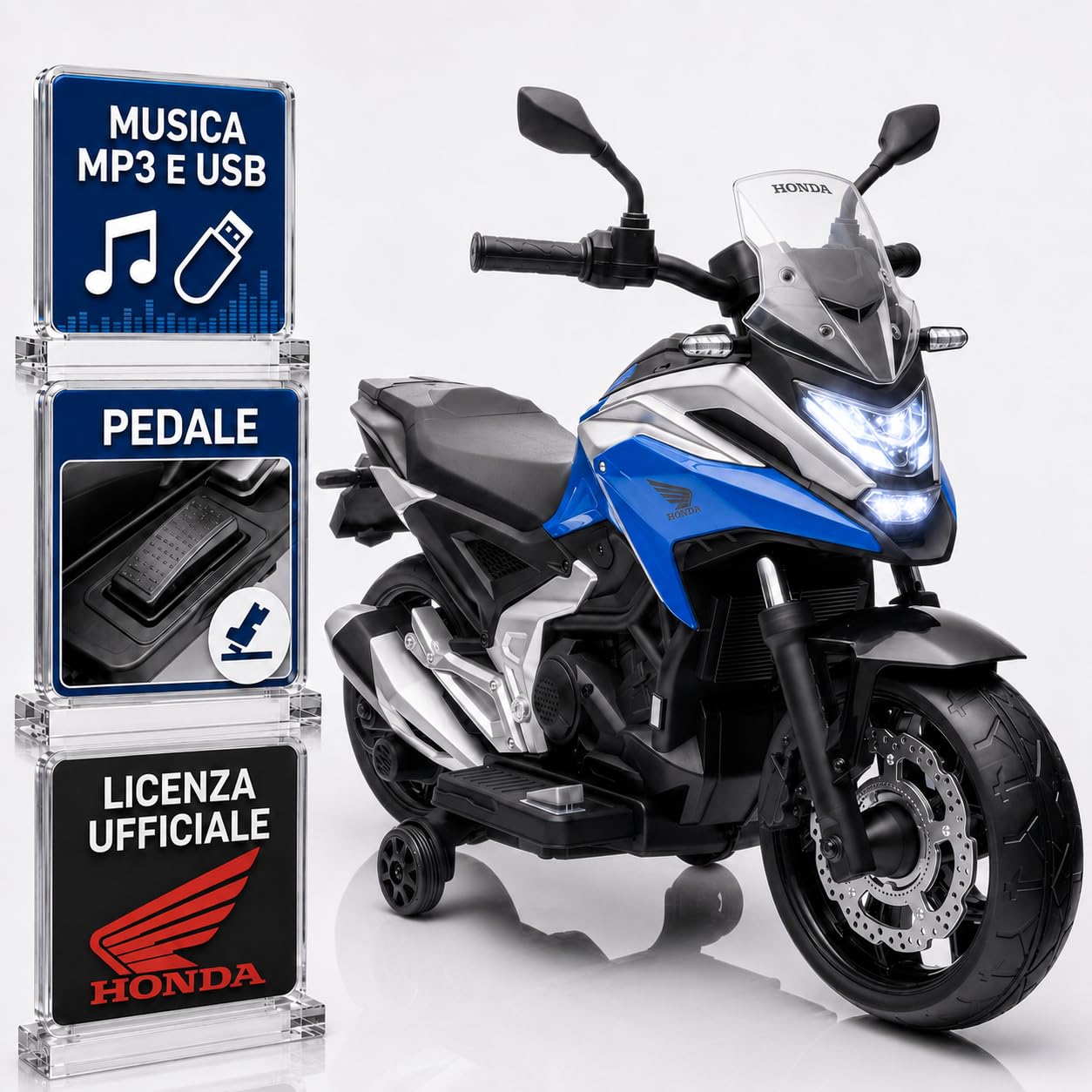 Honda NC750X 12V Moto Elettrica Bambini 3-6 Anni con Licenza Ufficiale, Fari LED, MP3 USB