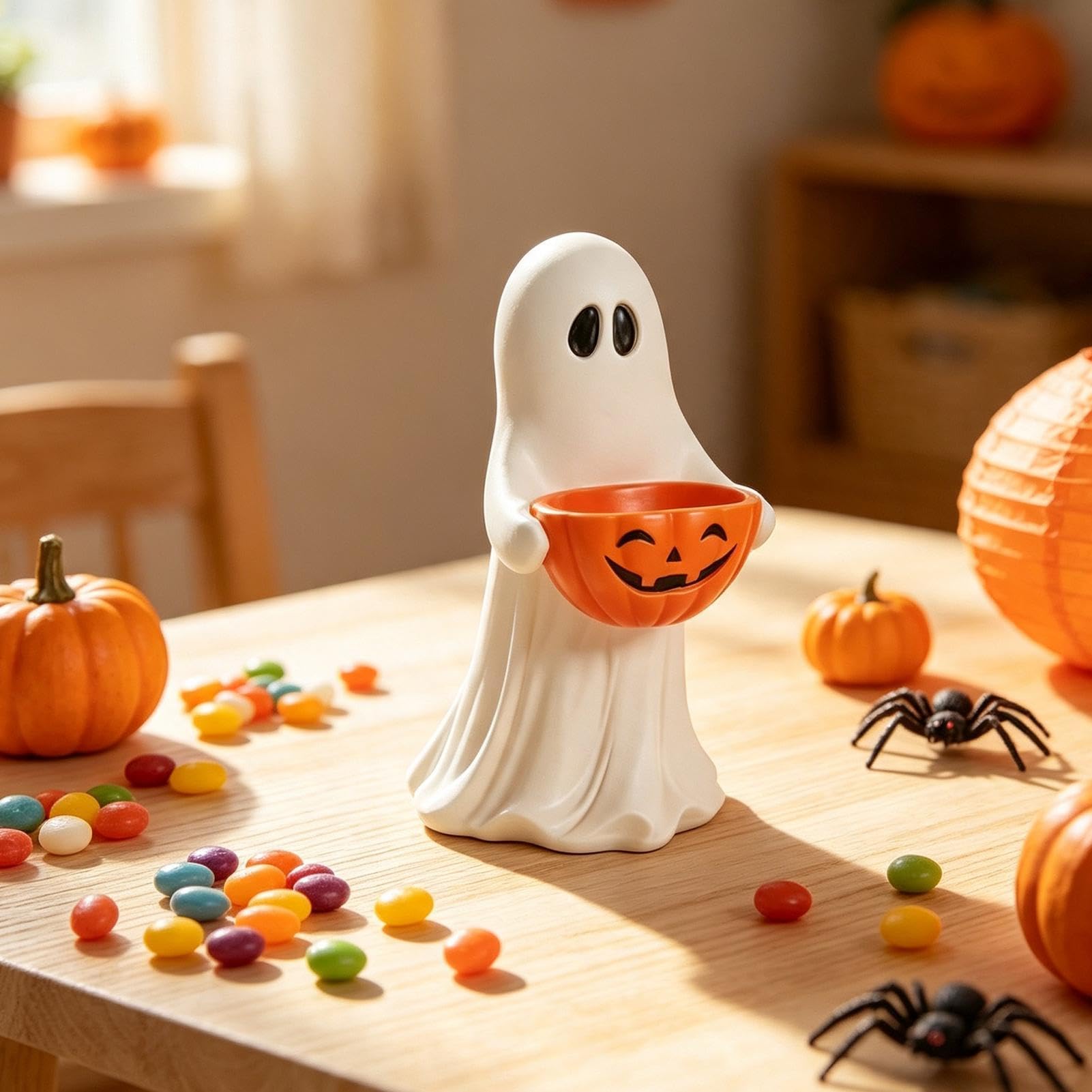 Generisch Halloween miska wodoodporna z żywicy, na słodycze | Dekoracja Halloween Statua Duchów Na Imprezę Drzwi Stół Jesień Domek Gospodarski Wejście Gzyms
