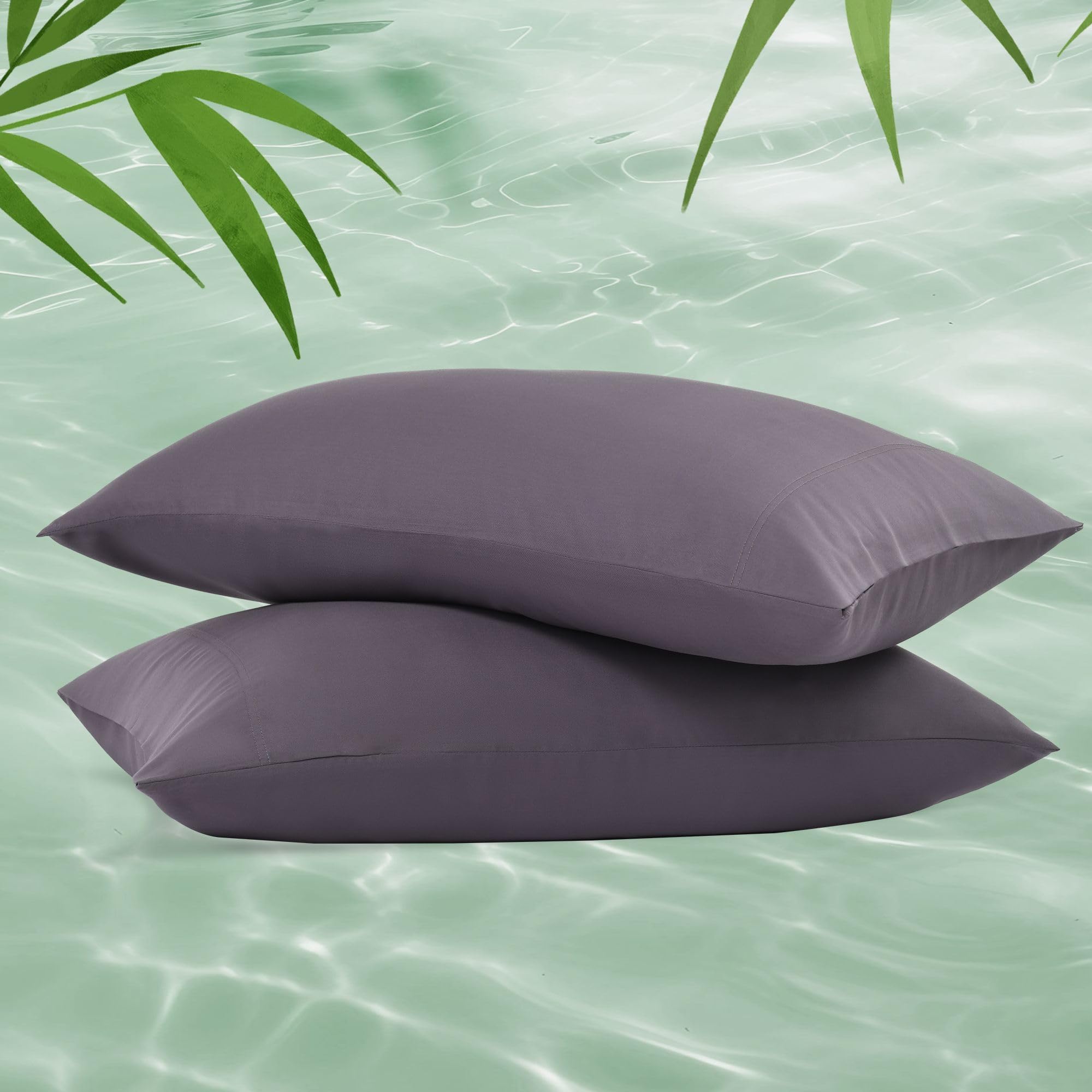 NATUREFIELDRayon Derived from Bamboo Pillowcases Queen Size Set of 2, Cooling Pillow Cover for Hot Sleepers, Hotel Luxury Bedding (20"x30")