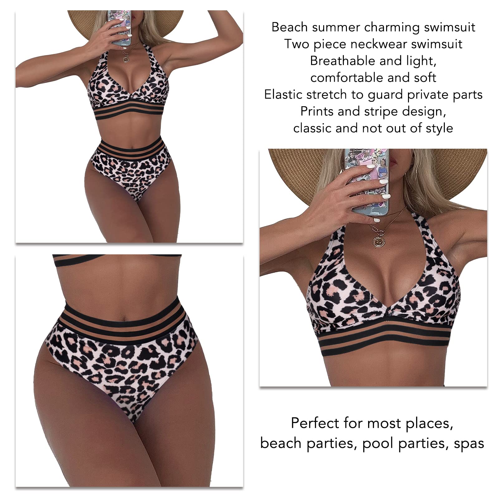 Ejoyous Costume da Bagno da Donna Bikini a Costine Triangolari Costumi da Bagno Costumi da Bagno a Due Pezzi con Allacciatura Incrociata Costume da Bagno (XL 21–23 cm/8,3–9,1