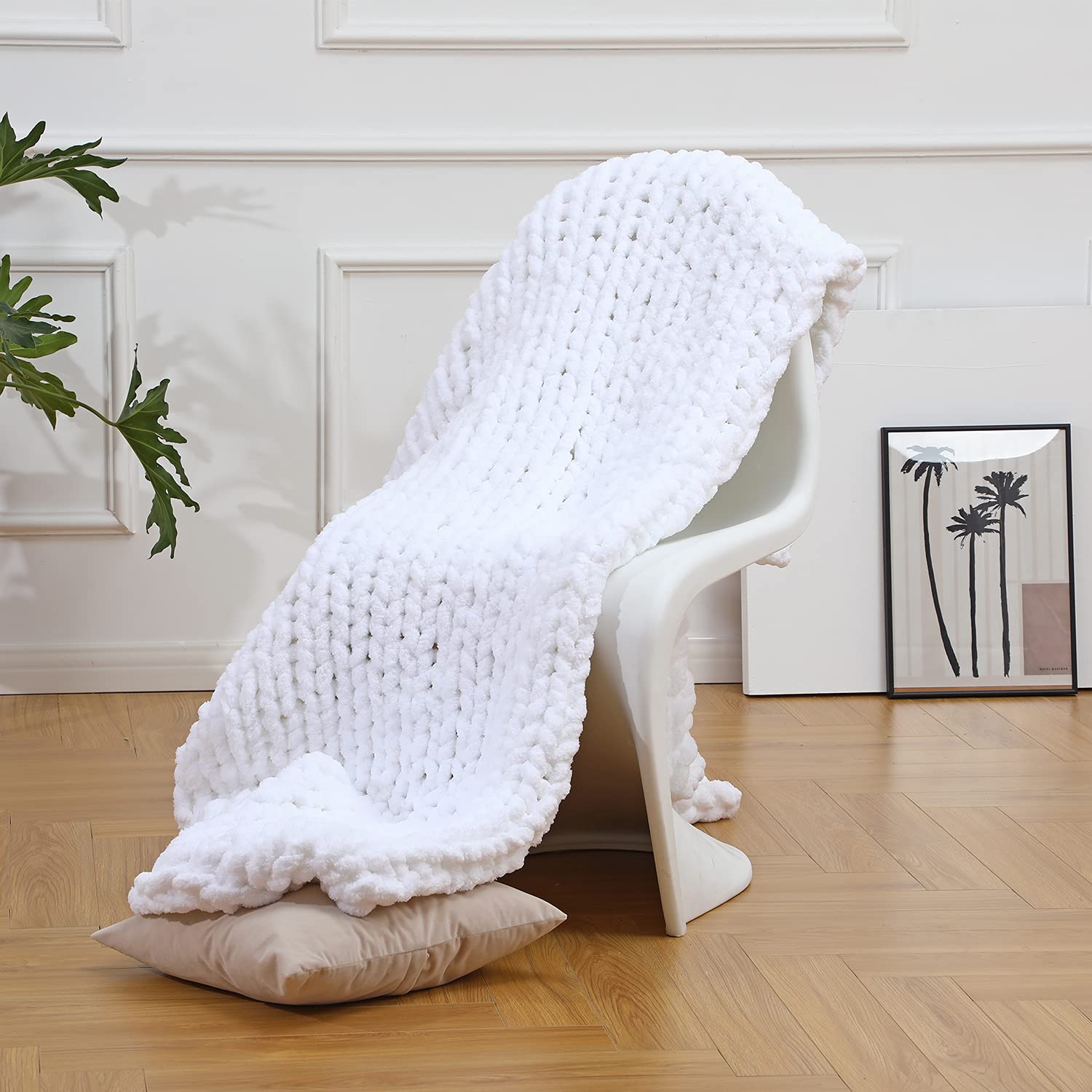 Comtest Chunky Knit Blanket Handmade Soft Throw Blanket Cozy and Warm Cable Knit Blanket for