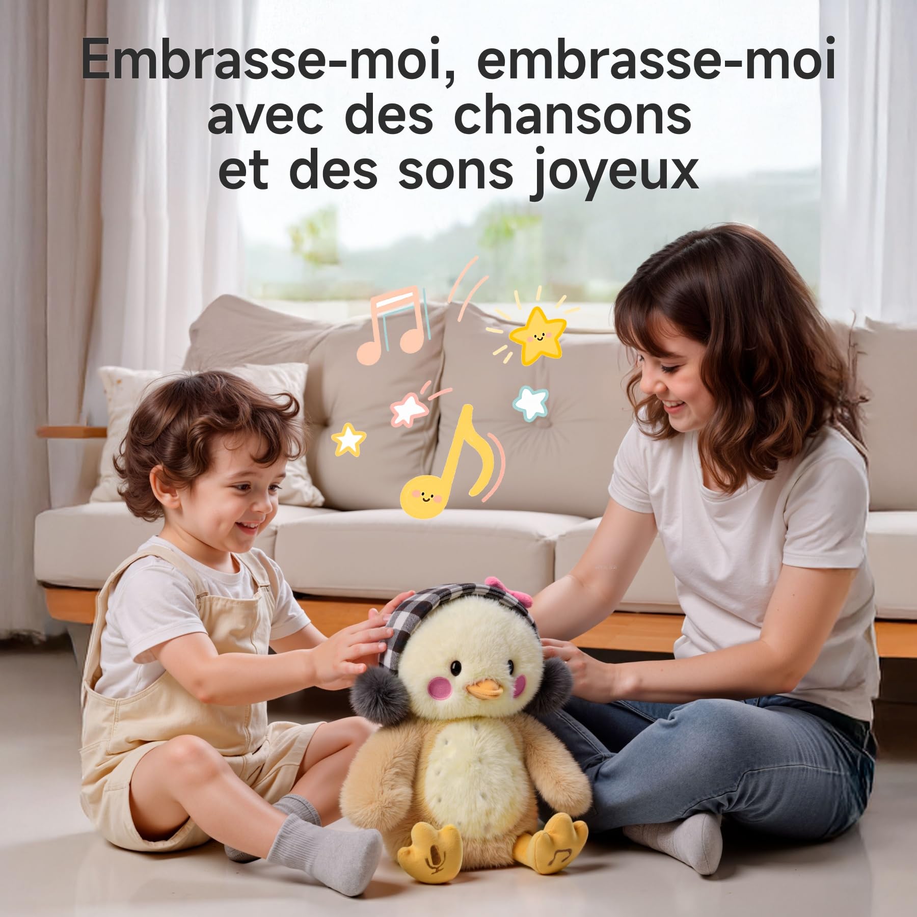 TUMAMA Kids Peluche Animal Qui Danse et Repete pour Bebe, Interactif Musical Jouet avec Enregistrement, Dansante Parlante Jouets Enfant, Peluches Poulet et Animaux Interactifs, Répéte Hug me, Kiss Me
