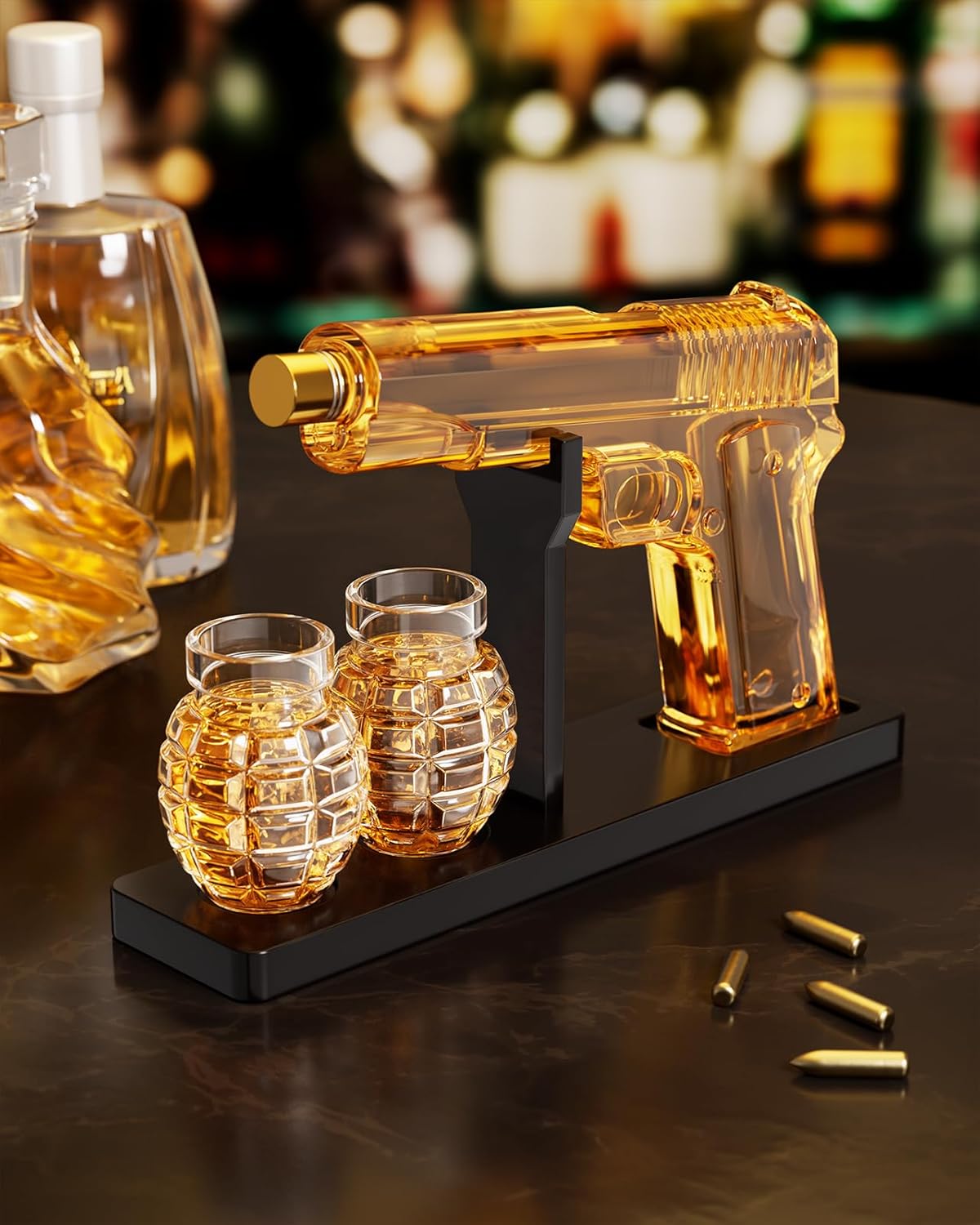 Gifts for Men Dad, Whiskey Decanter Set with 2 Glasses, Ideas for Father, Husband, Boyfriend, Brother, Military Enthusiasts, Birthday, Anniversary, Valentine's Day, Drinking Accessories for Home Bar