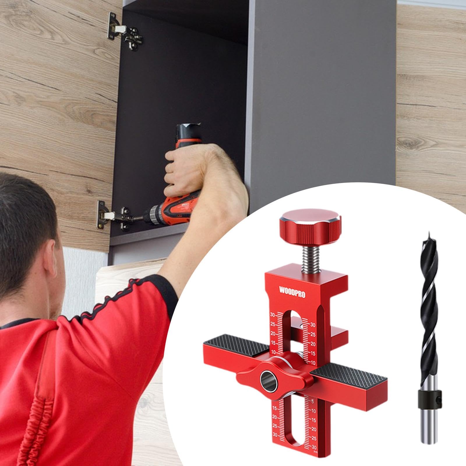MagiDeal Gabarit d'Installation Bras de Support Armoire Outil Charnière Poignée Réglable Perceuse