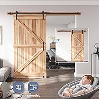 Vista 5 de EaseLife Kit de herrajes para manija y riel de puerta corrediza de granero de 8 pies, polea recta, se desliza suavemente silenciosamente, fácil