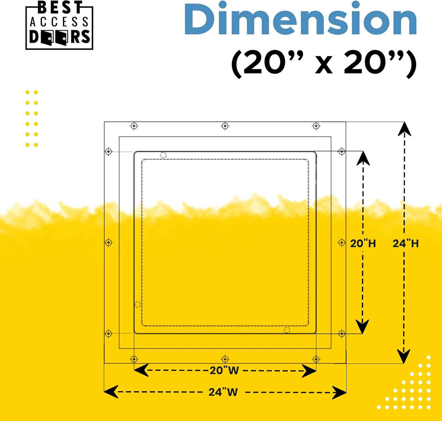 Best 20" x 20" Tapeable Ceiling Access Panel for 1/2" Drywall Primed Frame, Medium Density Fiberboard Access Door with No Hinges, Virtually Invisible Panel Installed During The Drywall Stage,BA-TCP12P
