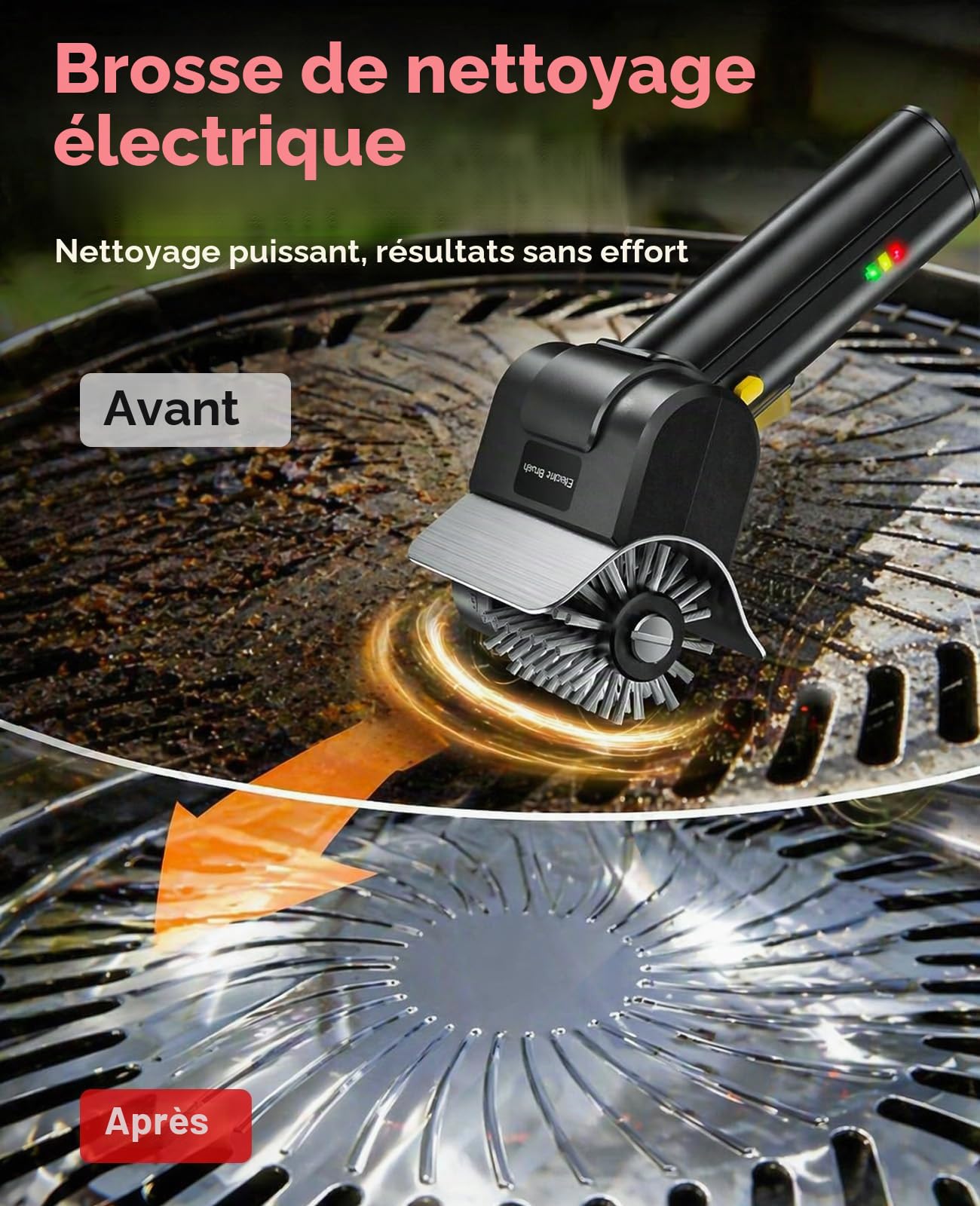 Brosse de Nettoyage électrique，Brosse de Nettoyage en Acier Inoxydable Rechargeable， avec Gant，pour Gril Extérieur/Barbecue, Facile à Nettoyer, Cadeau pour Hommes/Papa