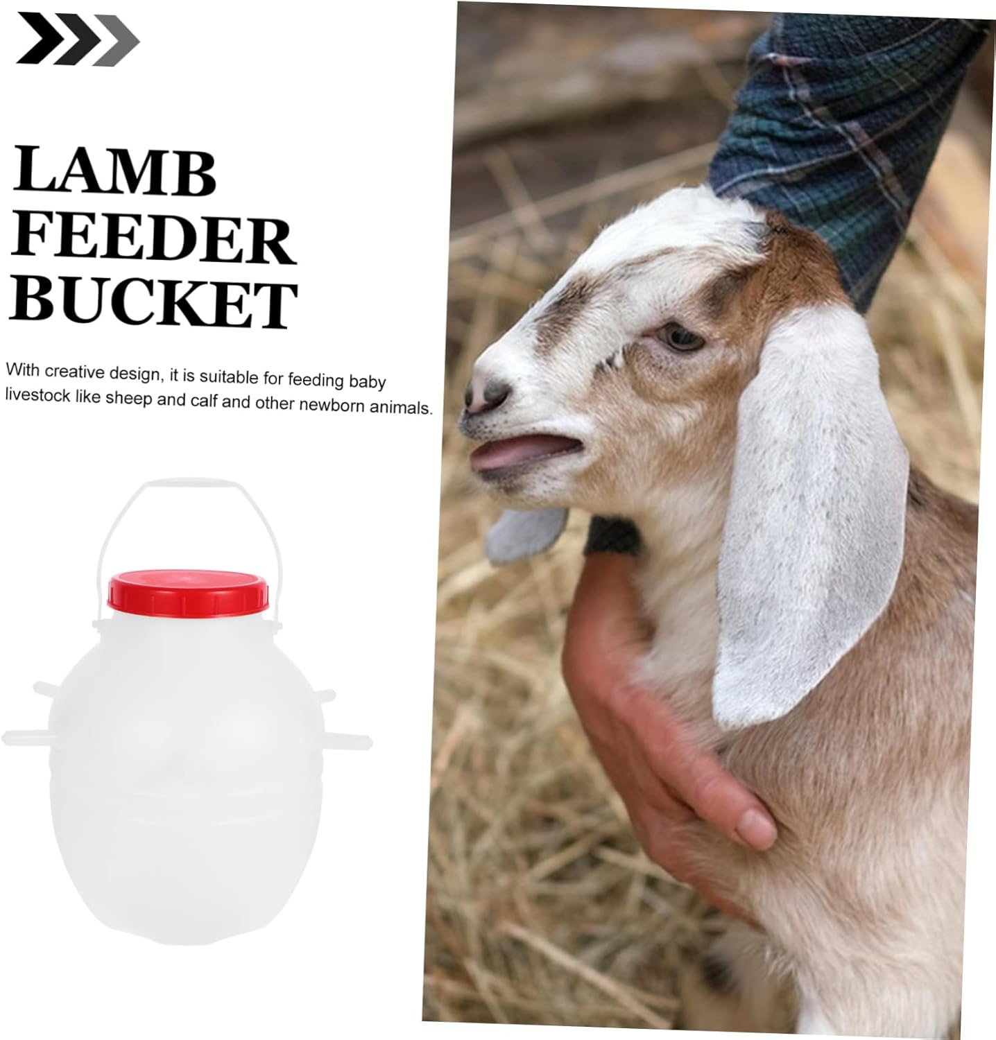 BESPORTBLE Goat Feeding Bucket Silicone Nipple Capacity Calf Nursing Bottle for Sheep and Lamb Lightweight and Portable Farm Animal Feeder for Newborn Livestock