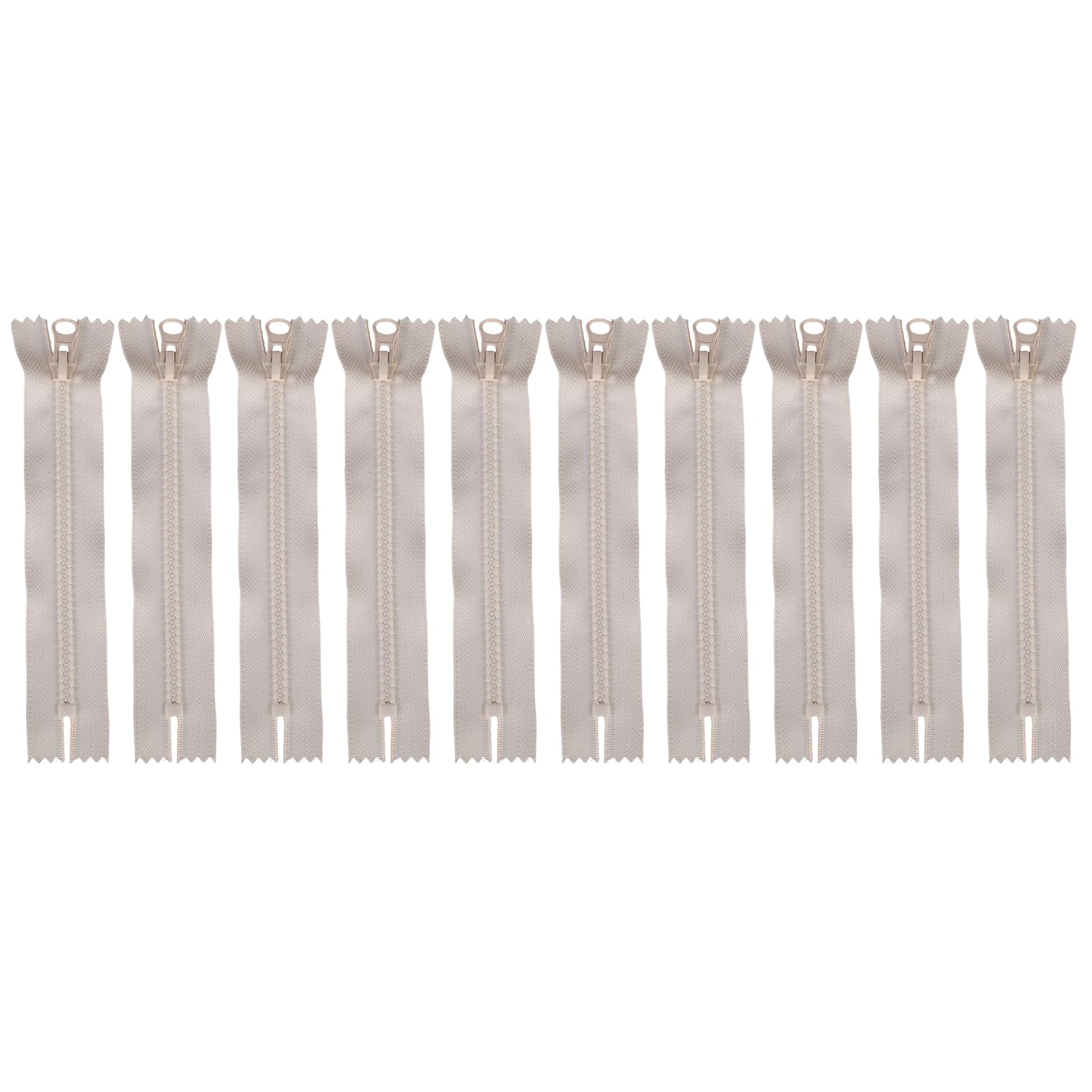 FGDTREE 10Lots White Resin Zippers with Durability Metal Puller Meter Garment Zipper Slider Bags Zips Pulls Repair Sewing Accessories Nylon Zipper Tape