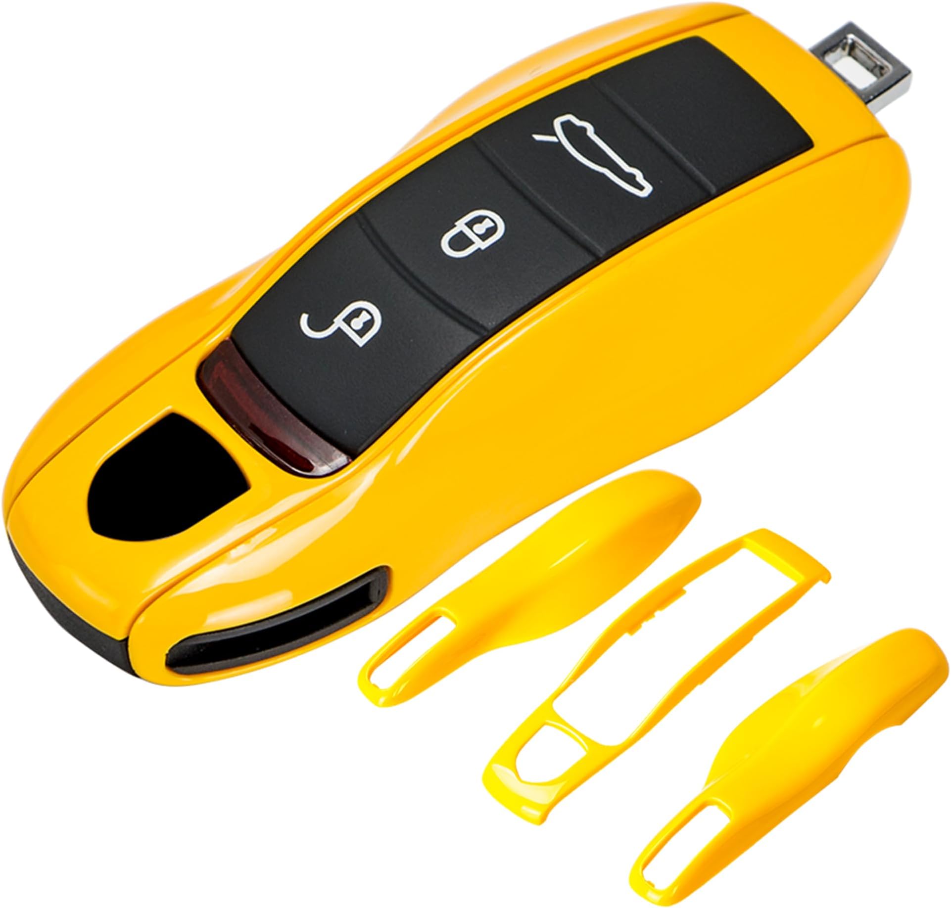 AeroBon 3-Piece Painted Key Cover Key Fob Shell Cover Compatible with Porsche Key Shell, Key Shell Replacement (MK1, Yellow)