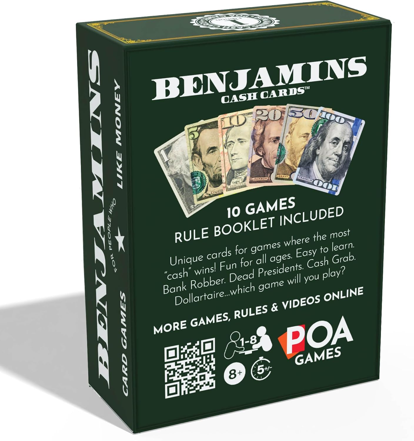 Benjamins Cash Cards – Money-Themed Card Games for Teens, Families & Adults. Fast-Paced Card Games for Parties, Travel and Game Night Where the Most “Cash” wins.