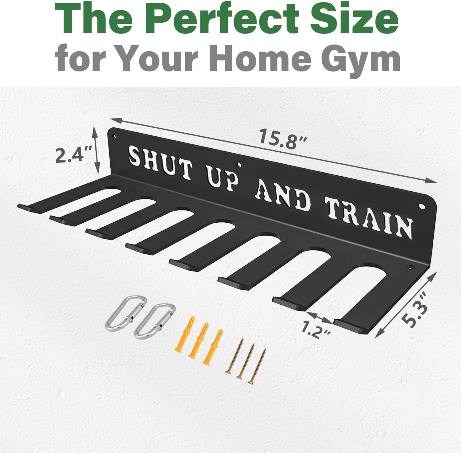 Home Gym Accessories Organization Storage Rack Equipment For Home 8 Hook Wall Hanger Display Gear Barbells Resistance Bands Jump Ropes Lifting Belt Hanger Accessories Hardware Included thumbnail