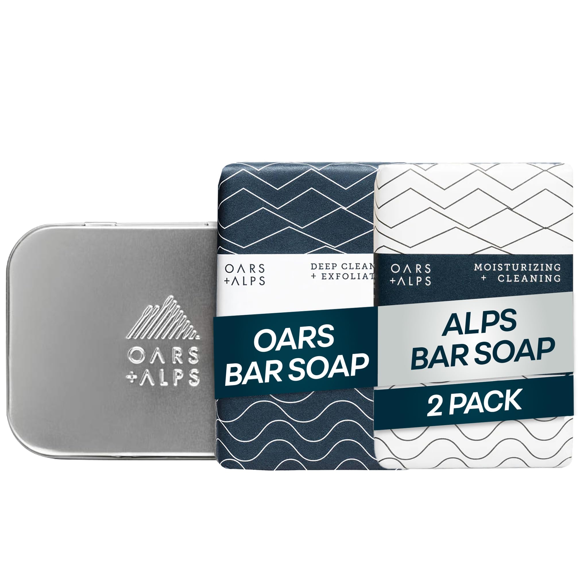 Oars + Alps Blue Charcoal Exfoliating Bar Soap for Men Gift Set, Deep Cleaning & Exfoliating Soap, Made with Clean Ingredients, All Skin Types,