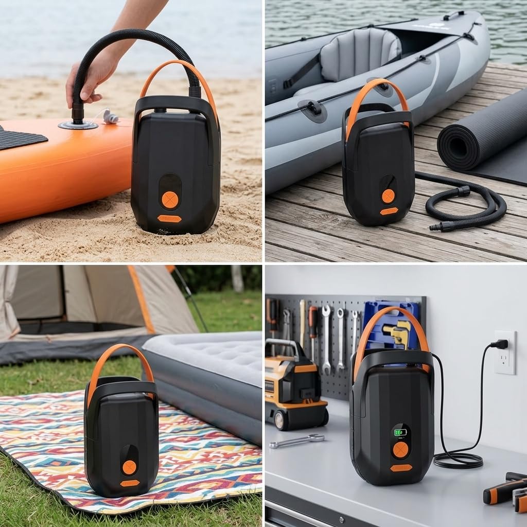 Gonfiatore Elettrico 20 PSI, Gonfiatore a Batteria per Paddle Board, per lago