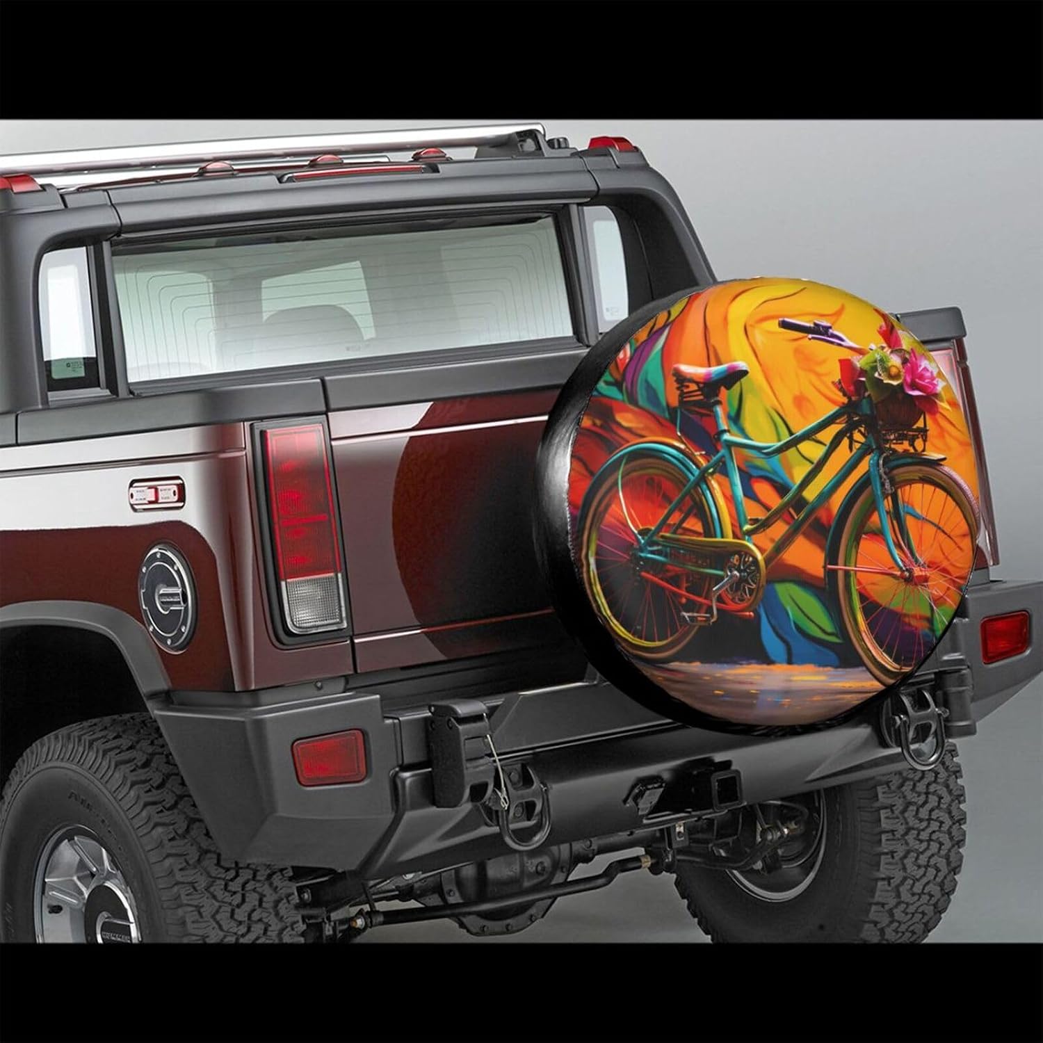 Spare Tire Cover 17 Inch, Waterproof Dust-Proof Universal Wheel Protectors Colorful Bicycle Camper Tire Cover Fit for Rv Trailer Truck SUV Travel Trailer Accessories image 2