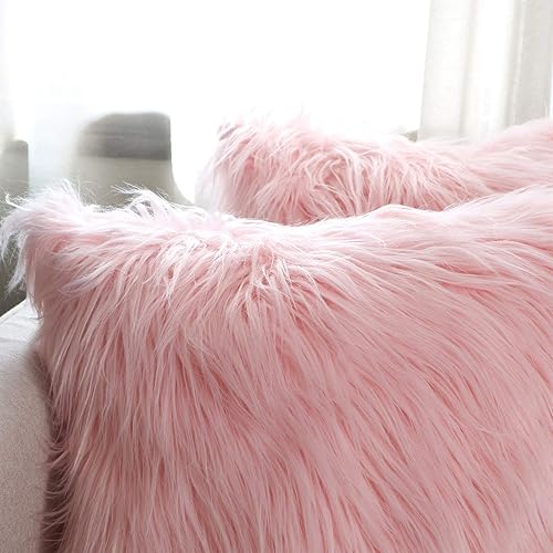 Miniatura 2 de Fundas de almohada de piel sintética de 20 x 20 pulgadas, decoración del hogar, funda de cojín cuadrada suave mongol de piel larga de lujo 100%