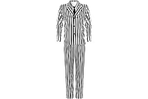 Bettlejuice Costume for Men - Halloween Black and White Striped Suit