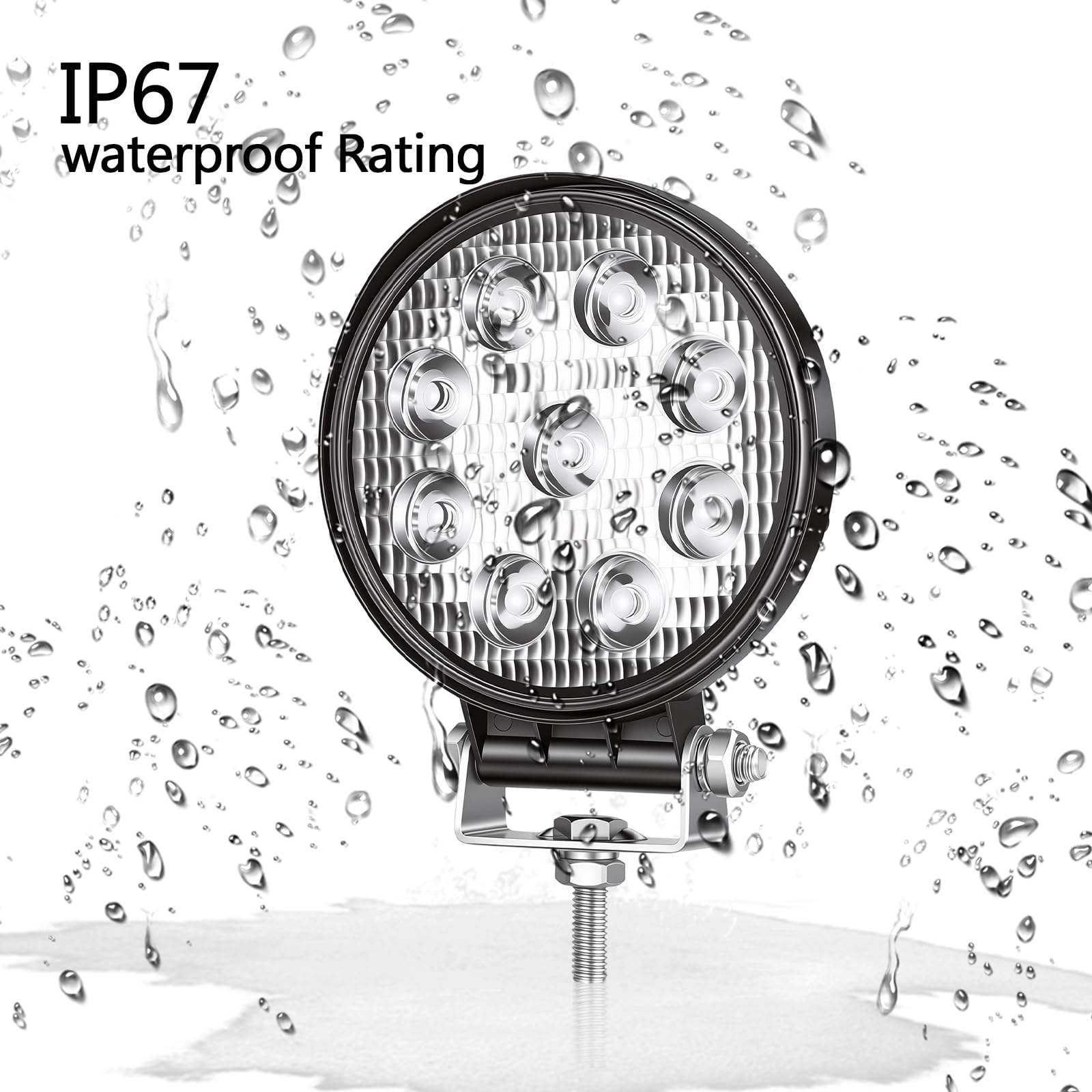 SKYWORLD Lampka robocza LED, 10 cm 27 W okrągła lampa przeciwmgielna do jazdy na drogach światła terenowe światła do łodzi światła do jazdy LED lampa robocza łódź ciężarówka traktor lampa SUV - 10 paczek