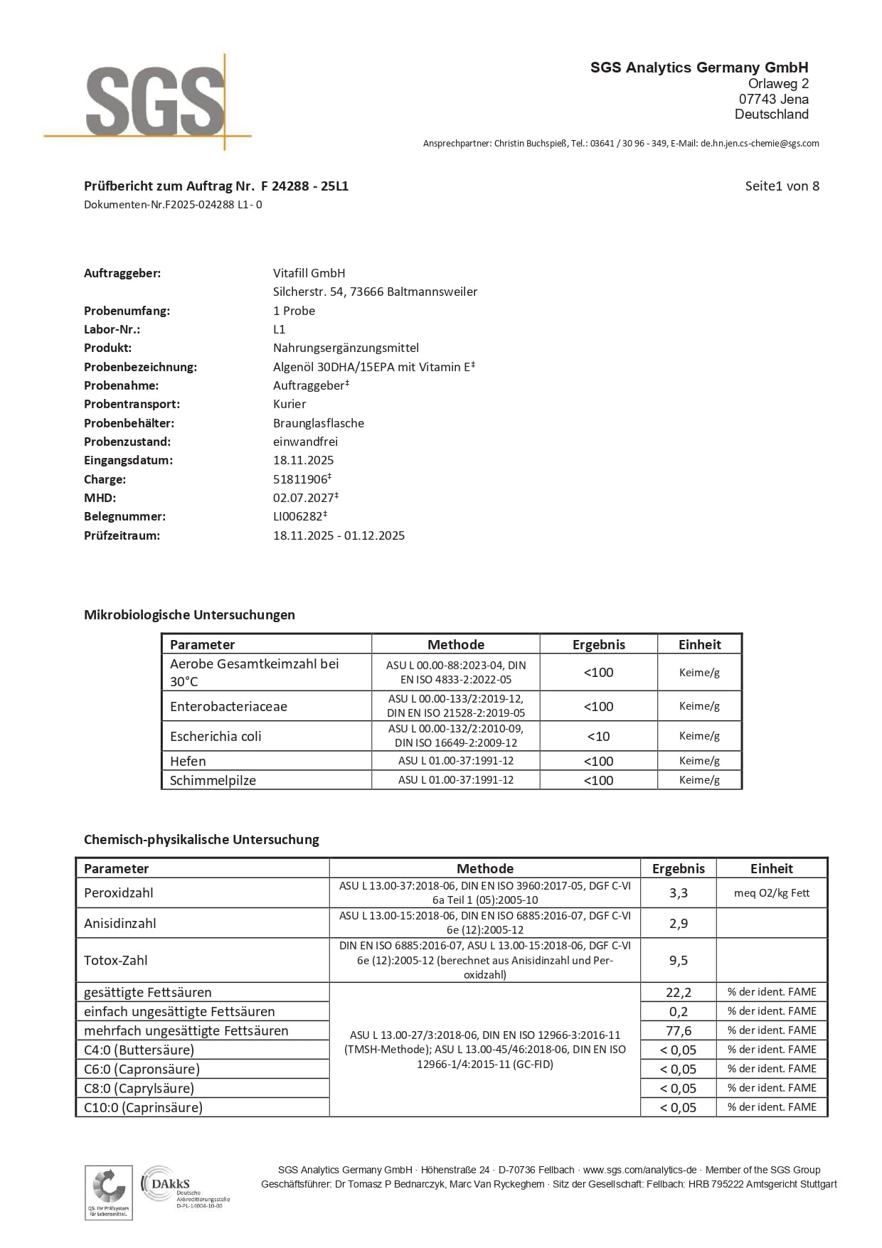 SinoPlaSan Premium Omega 3 Algenöl vegan hochdosiert 100ml mit Orangennote | Mit 1000mg DHA und 535 EPA für Herz, Gehirn und Sehkraft - Made in Germany