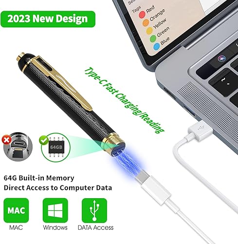 Miniatura 3 de pequeña cámara de seguridad 64G, pluma portátil de la cámara del cuerpo de la seguridad 1080P para interior al aire libre