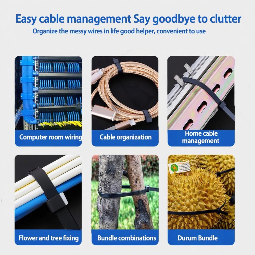 200 PCS Strong Nylon Self Tensile Strength 5 Inch Black Cable Ties- Ideal for Home, Garden(3 * 120 width 2.5 mm)