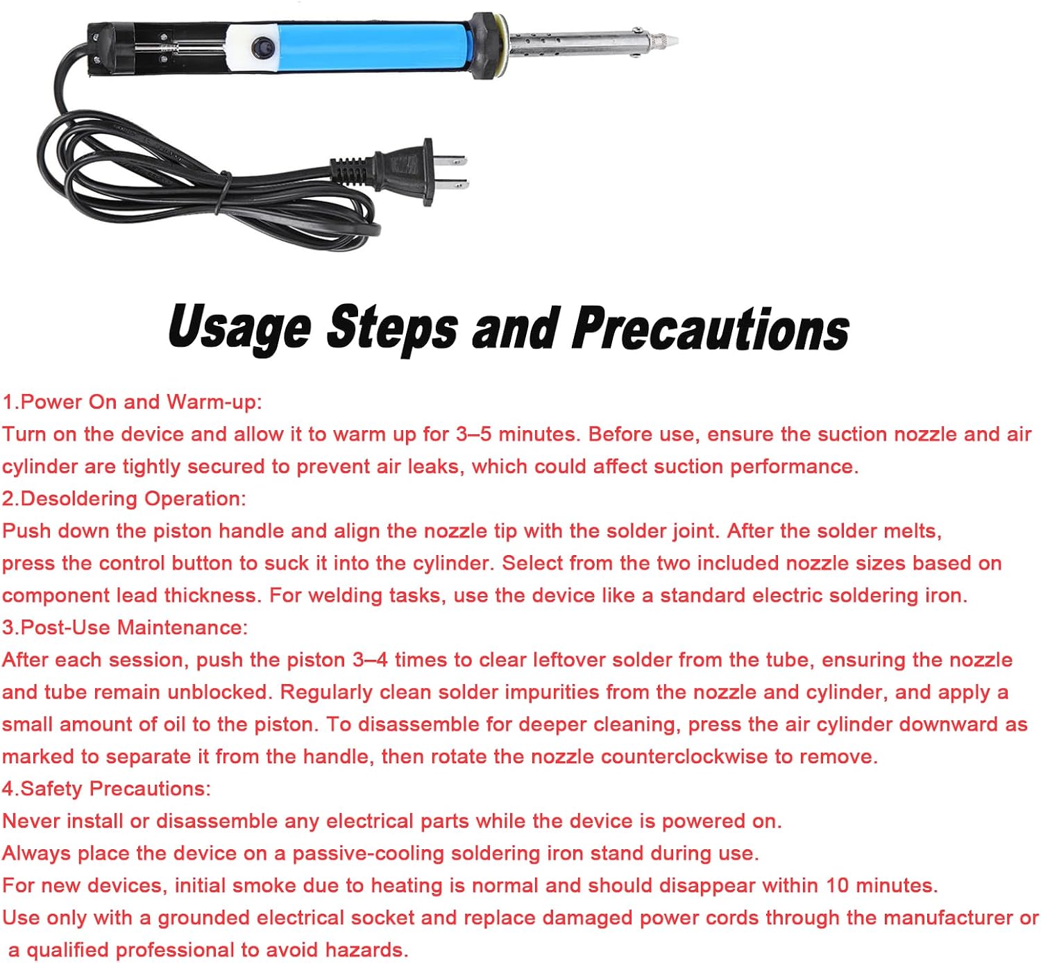 Soldering Iron Tool Set with Suction Nozzles,30W Use Tin Suction Sucker Pen,Desoldering Pump Kit for Through Hole Desoldering Repairing,110V US Plug