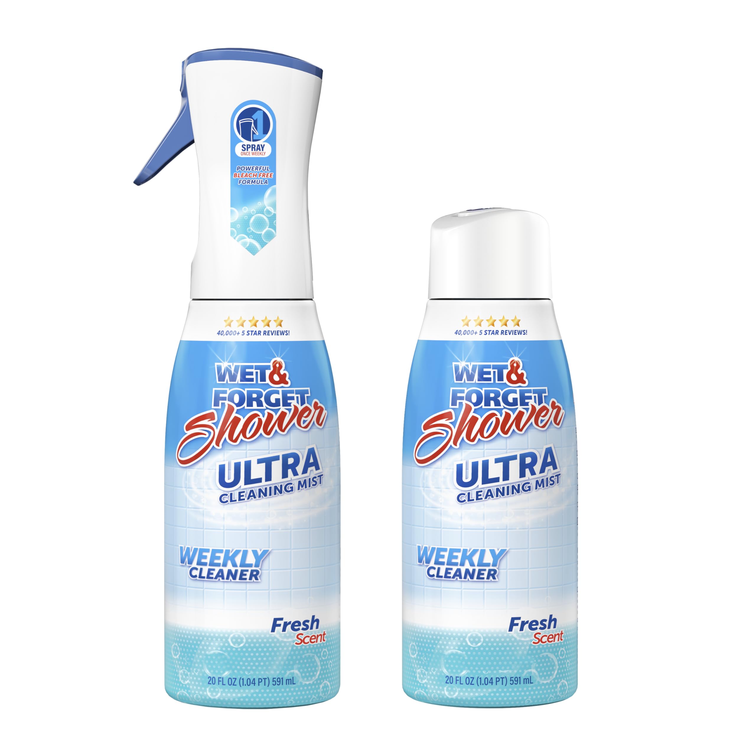 WET FORGET Shower Ultra Cleaner Mist Fresh Scent No-Scrub Weekly Bathroom Spray for Fiberglass Tile Glass Grout More