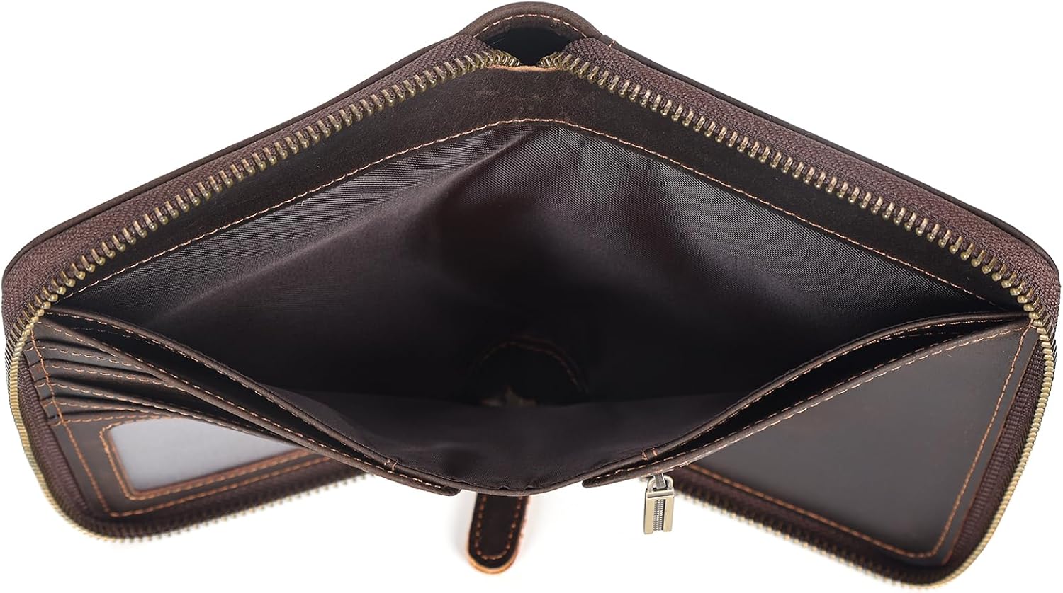 Polare Full Grain Leather Travel Passport Wallet with YKK Zipper and RFID Blocking Document Organizer Holder 2 Passports (Dark Brown) - Image 9