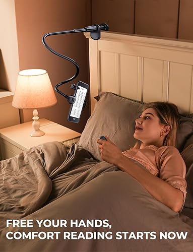 Miniatura 6 de Soporte de cuello de cisne con girador de páginas para Kindle soporte de brazo de cama ajustable para lectura manos libres, accesorios Kindle y