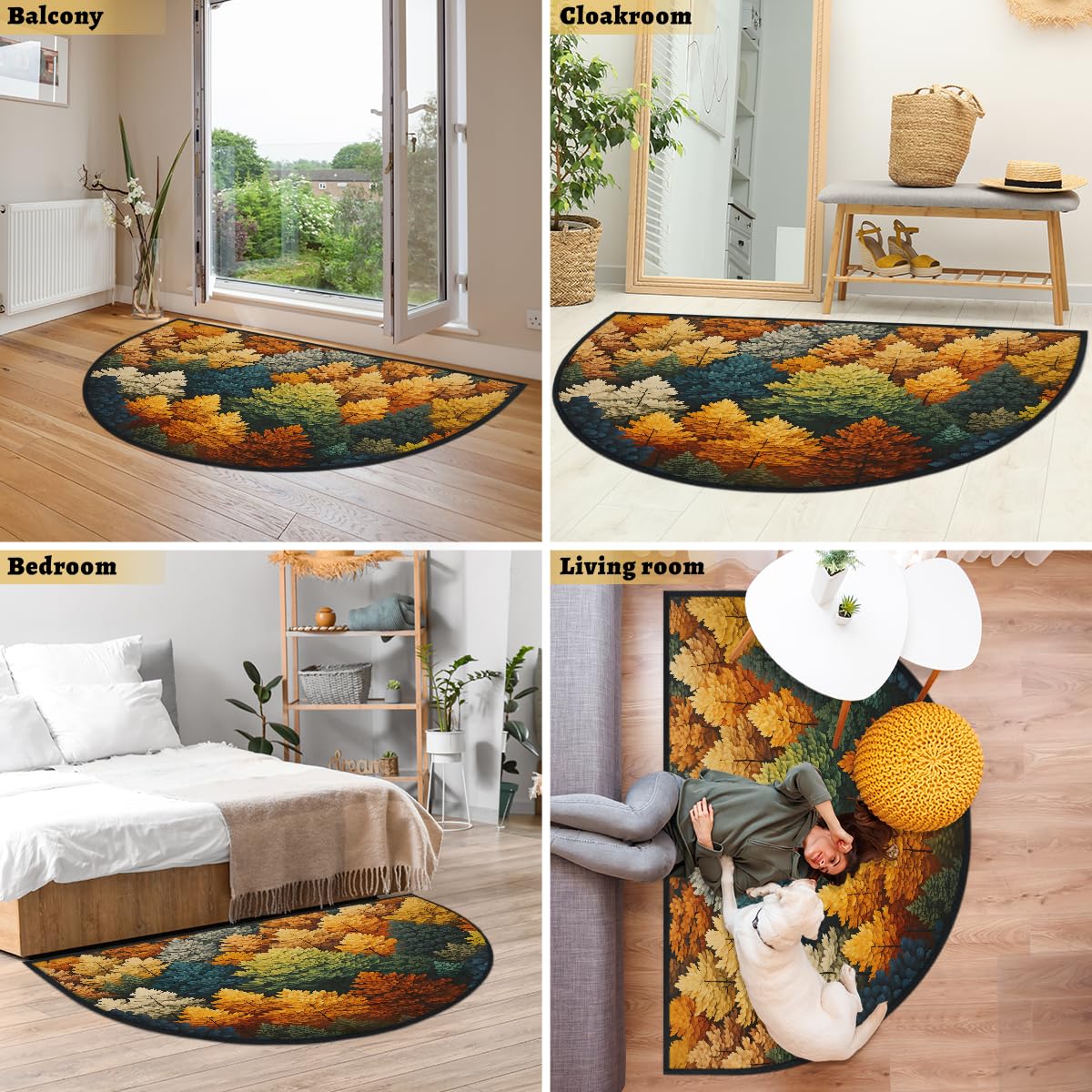 Mexpekil Paillasson demi-lune en demi-lune pour intérieur et extérieur - Tapis de sol antidérapant - Lavable - Absorbant la saleté - 100 x 160 cm
