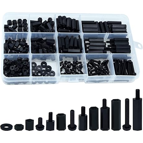 Lystaii Standoff Mounting Hardware: 320-Piece M3 Nylon Hex Spacer Assortment Kit for PCBs and Motherboards