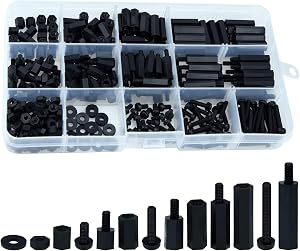 Lystaii 320pcs M3 Nylon Hex Spacer Standoff Kit Male Female Screw Nut Threaded Pillar Hex Standoff PCB Motherboard Circuit Board Standoffs Mounting Hardware Spacer Assortment Kit (Black, M3)