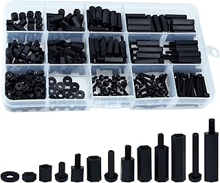 Lystaii 320pcs M3 Nylon Hex Spacer Standoff Kit Male Female Screw Nut Threaded Pillar Hex Standoff PCB Motherboard Circuit Board Standoffs Mounting Hardware Spacer Assortment Kit (Black)