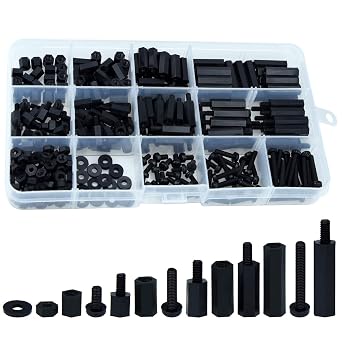 Lystaii 320pcs M3 Nylon Hex Spacer Standoff Kit Male Female Screw Nut Threaded Pillar Hex Standoff PCB Motherboard Circuit Board Standoffs Mounting Hardware Spacer Assortment Kit Black