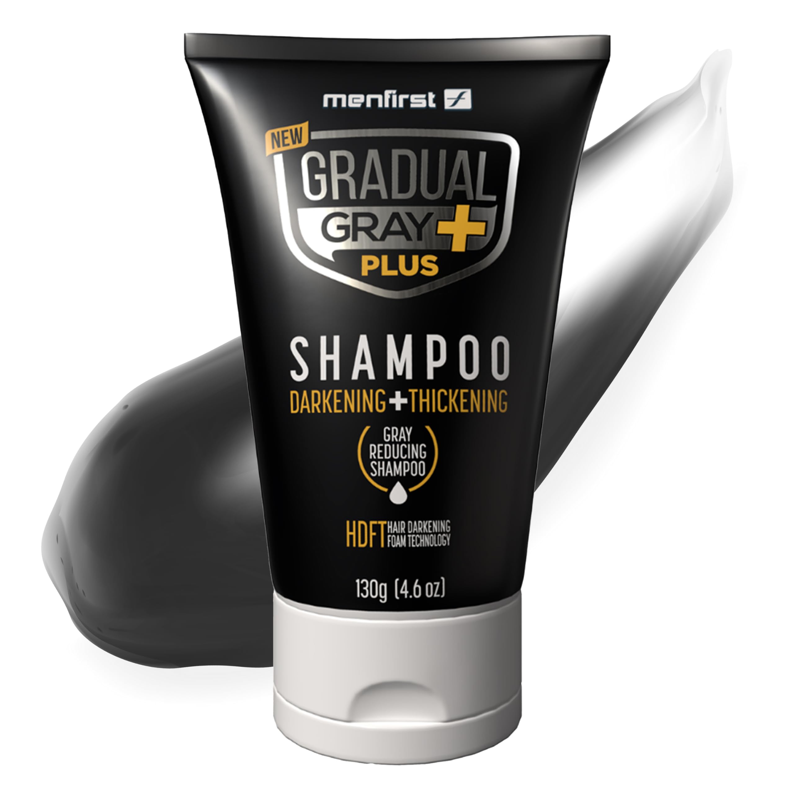 MENFIRST - Gradual Gray PLUS Shampoo - Darkening + Thickening - Hair Dye Shampoo, Intense Pigment, Gray Coverage, Natural Finish, Easy 3-Min Application, 4.6 oz
