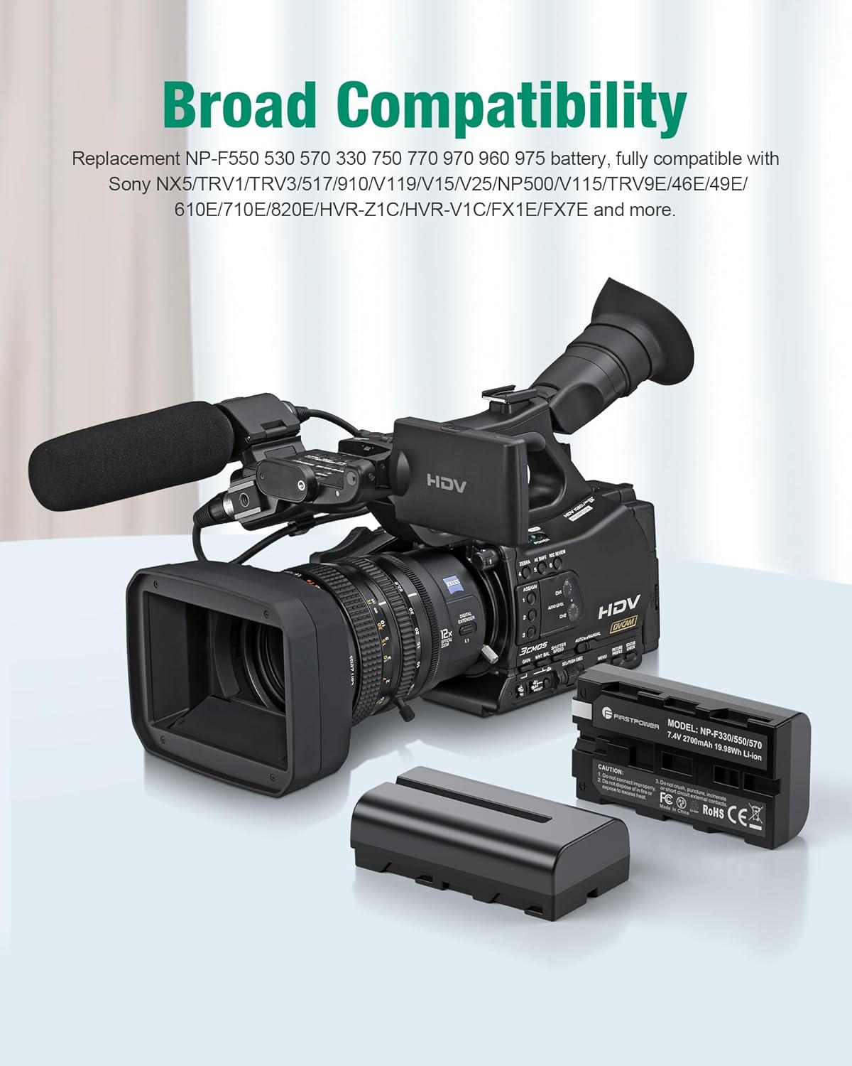 FirstPower 4 Pack NP-F550 Batteries and 4-Channel Charger Compatible with Sony NP-F970 F960 F770 F750 F570 F550 F530 F330 CCD-SC55 TR516 TR716 TR818 TR910 TR917 Camcorder and Led Video Light, Monitor