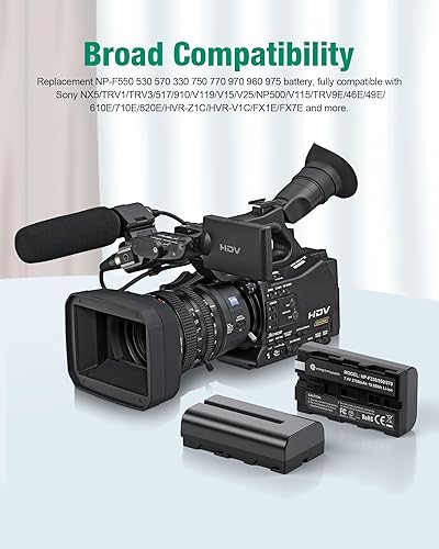 Miniatura 2 de FirstPower Paquete de 4 baterías NP-F550 y cargador de 4 canales compatibles con Sony NP-F970 F960 F770 F750 F550 F530 F330 CCD-SC55 TR516 TR716