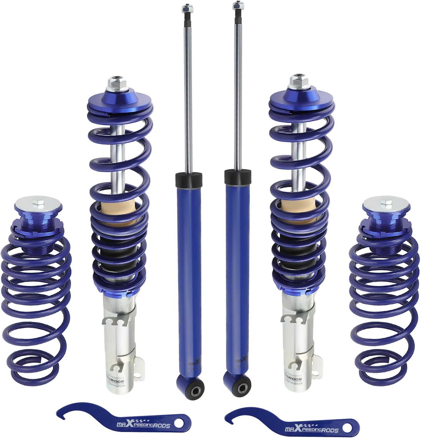 Coilovers for VW Golf MK4 1997-2007, for VW Jetta MK4 1999-2005, for VW New Beetle 1998-2010, for Seat Leon 1999-2006, Height Adjustable Coilovers Suspension Kit, Lowering Kit Blue