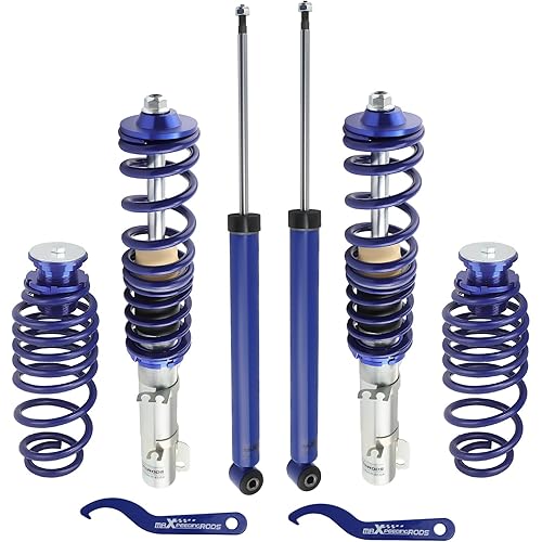 maXpeedingrods Coilovers for VW Golf MK4 1997-2007, for VW Jetta MK4 1999-2005, for VW New Beetle 1998-2010, for Seat Leon 1999-2006, Height Adjustable Coilovers Suspension Kit, Lowering Kit Blue