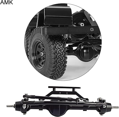 Miniatura 18 de AMK Aleación de aluminio CNC eje trasero completo para 1/10 RC Crawler RC4WD Ge-Lande II TF2 D110 Yo-ta II Ejes (negro) Eje trasero,Eje