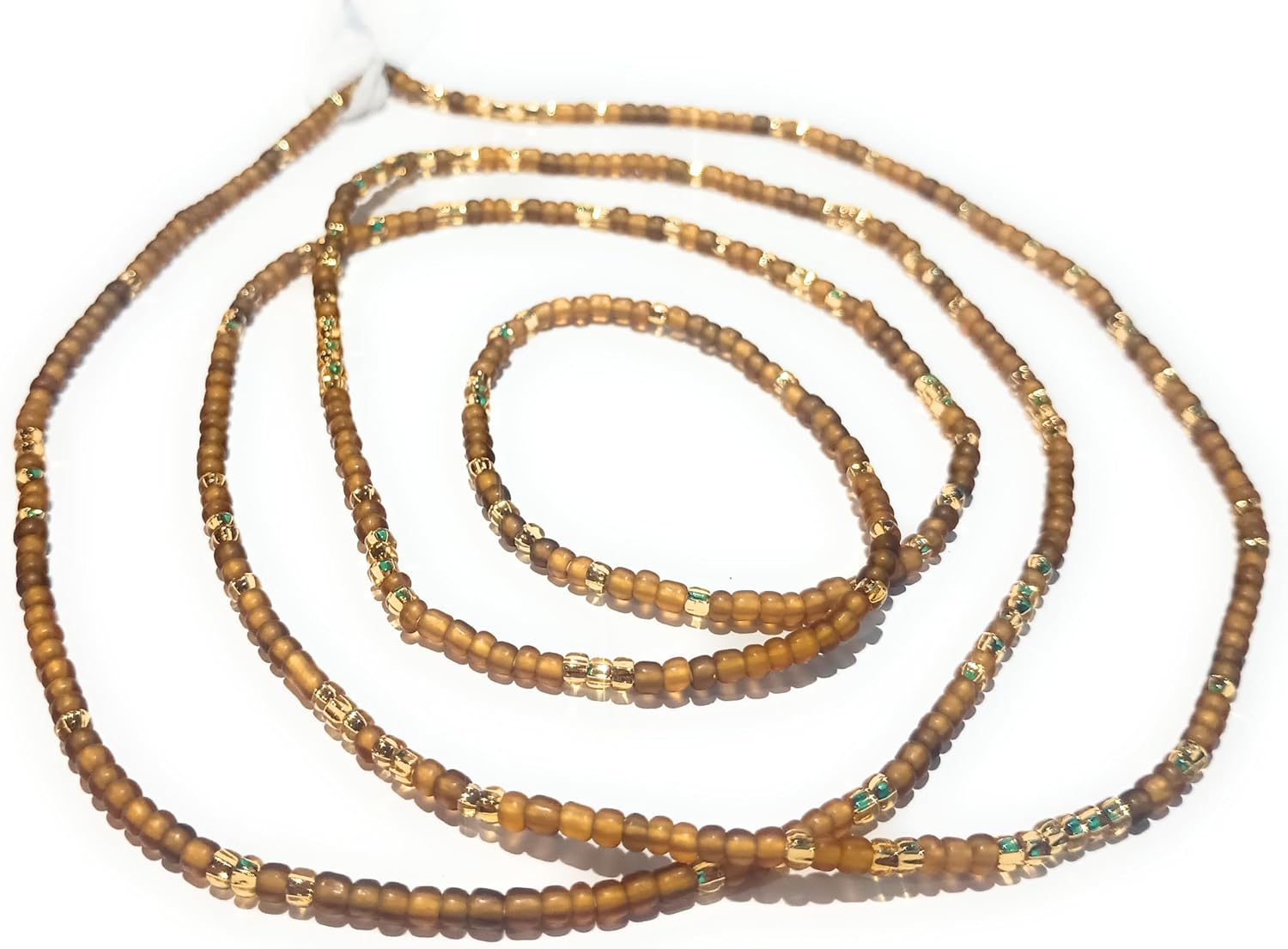 Multicolor Gold Waist Beads, 44-Inch Tie-On Strand, Variety of Color Choices