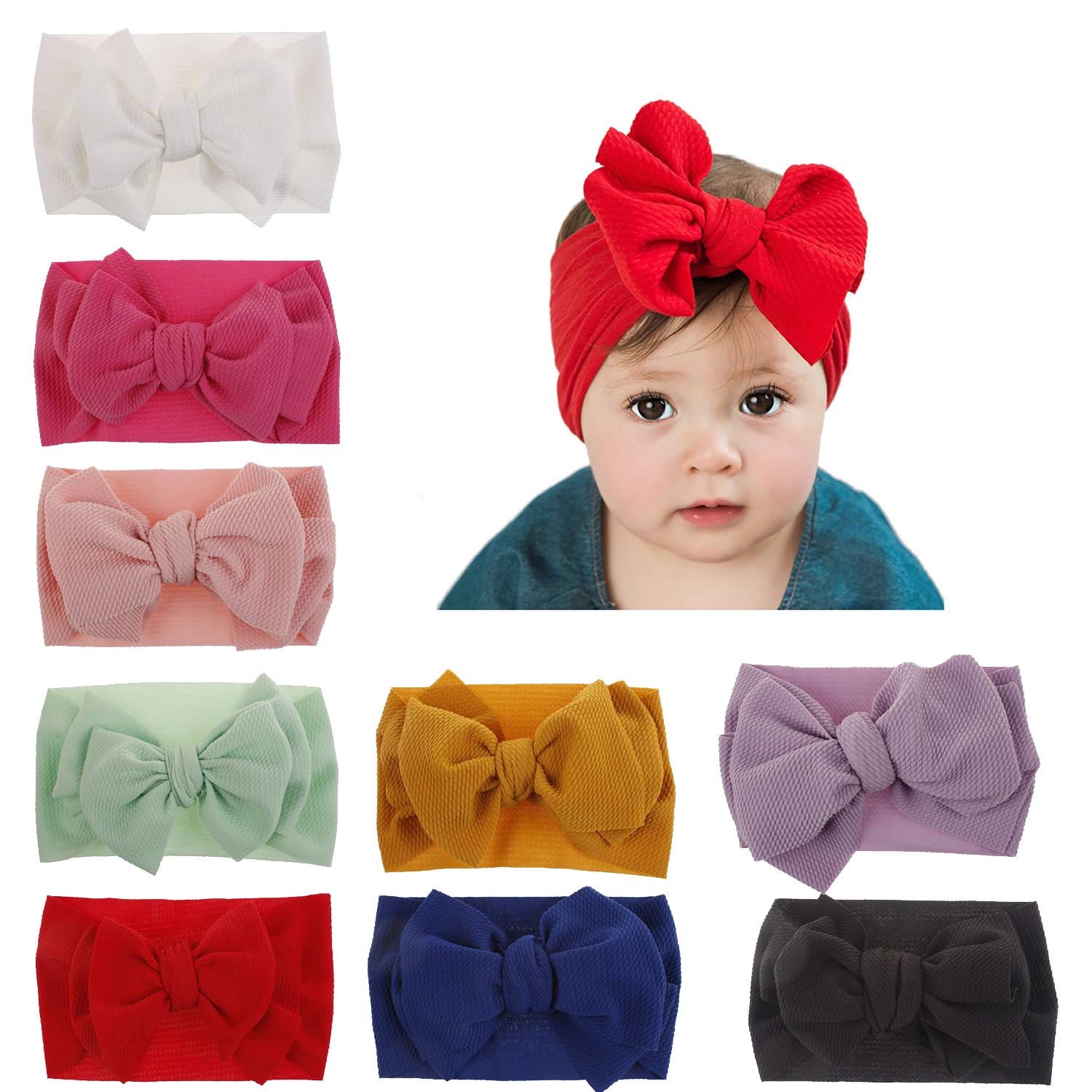 Lawie 8 PACK Elastic Stretchy Elastic Soft Nylon Wide Bowknot Velvet...