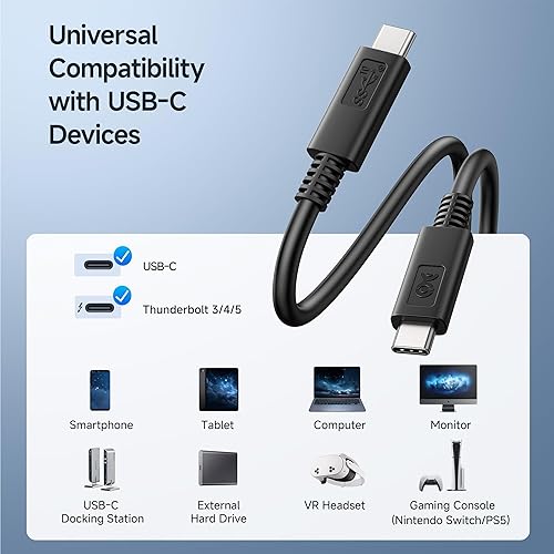Vista 6 de Cable Matters Certificado USB-IF Cable USB C Gen 2 de 10 Gbps 3.3 pies, soporta hasta video 4K 60Hz, carga de 100 W, transferencia de datos de 10