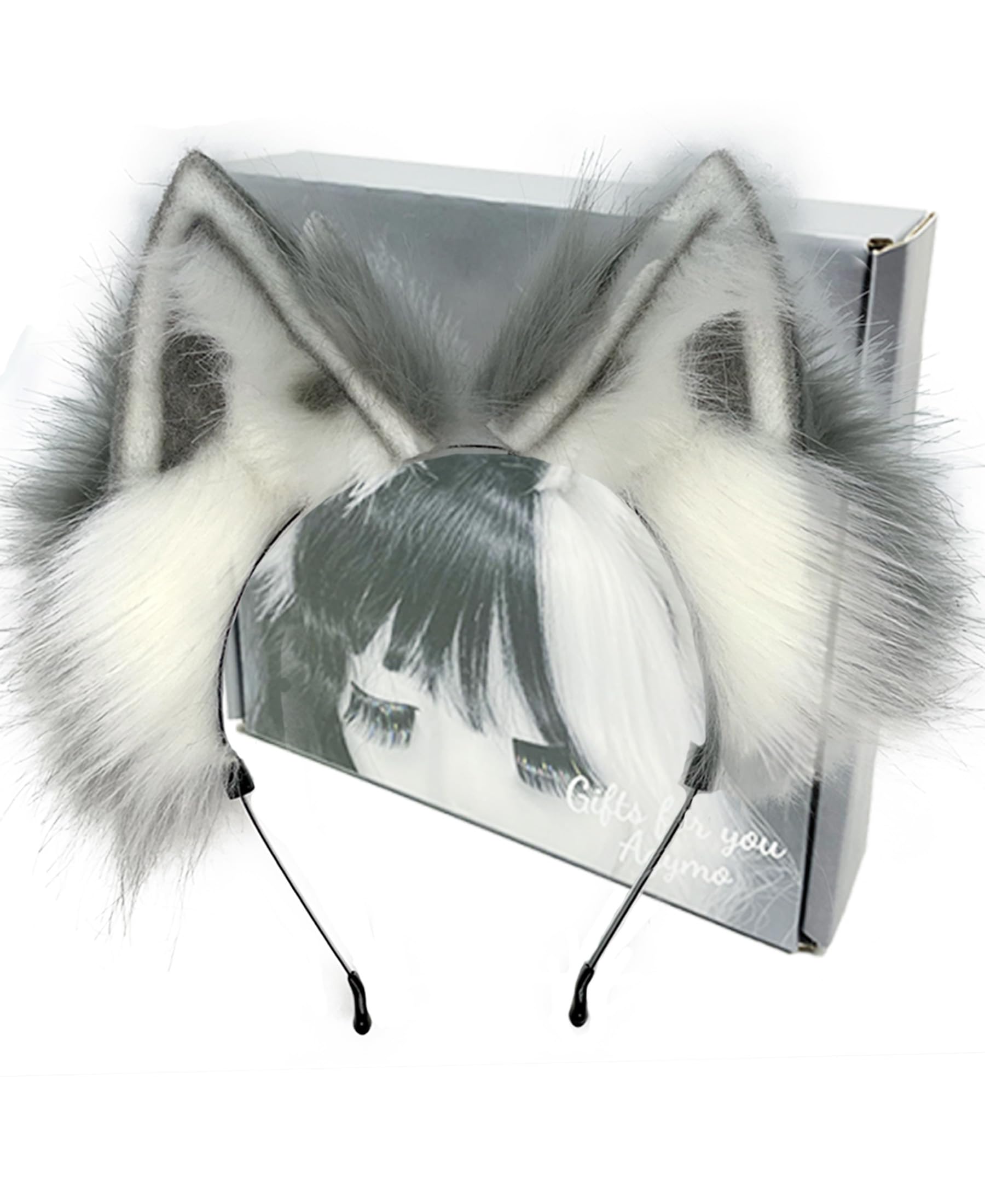 Handmade Wolf Ears with Gift Box,Animal ears headbands, fox animal ears, Costume Headwear Halloween costume accessory