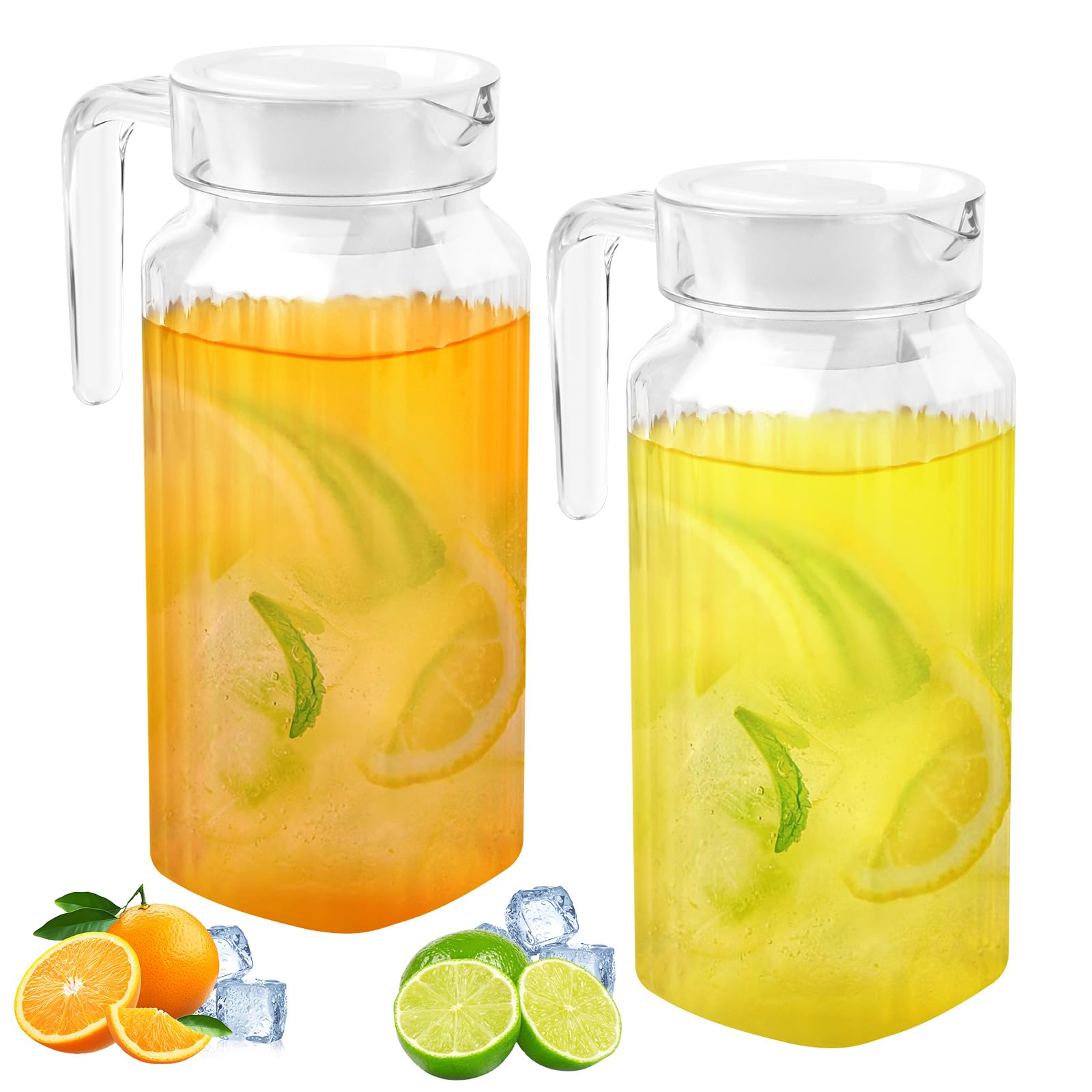 2 Brocca Acqua 900 ML, Caraffa Plastica con Coperchio E Manico, Brocche D'acqua Senza Bpa, Brocche In Plastica per Bevande Fai da Te, Succhi di Frutta, Tè, Latte, Caraffa, Caraffa, Latte