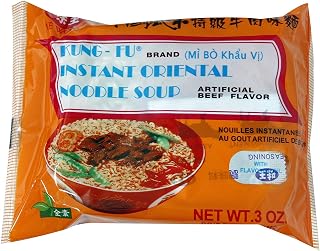 Kung Fu Oriental Style Beef Noodles, 30-Pack Instant Cholesterol-Free Beef Flavor Ramen from Taiwan