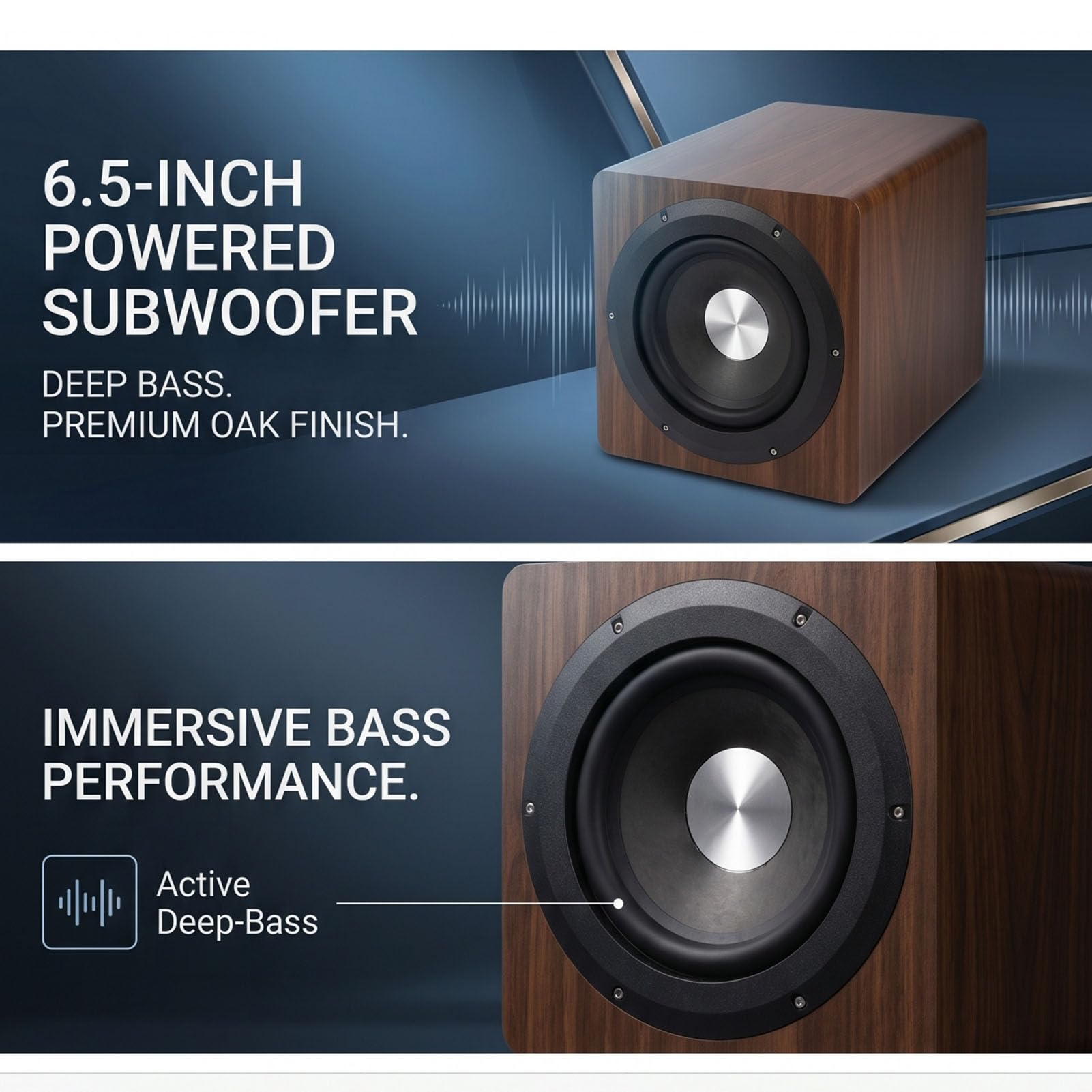 Tangxi Subwoofer Attivo da 6,5 ​​pollici 100 W, Subwoofer Audio Domestico Attivo, Altoparlante per Bassi Profondi per Film e Musica Domestici (EU)