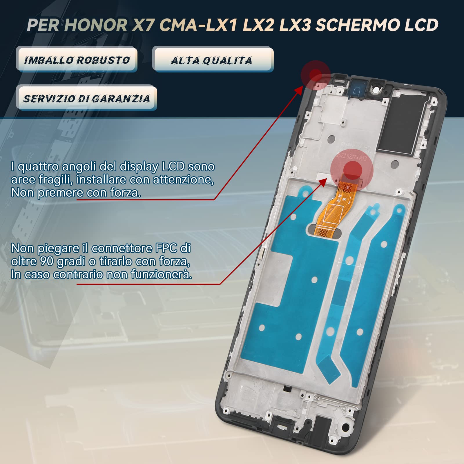RongZy Schermo LCD per Honor X7 CMA-LX1 LX2 LX3 Sostituzione Display Digitizer Assembly Vetro di Ricambio Touch Screen con Strumenti(6.74",Nero con Cornice)