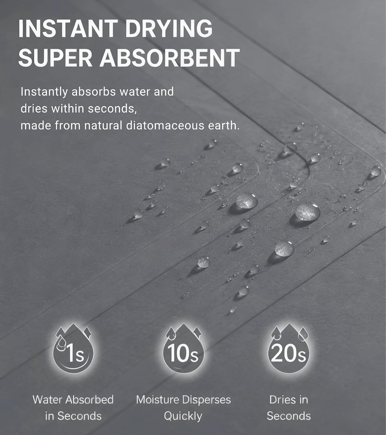 Stone Bath Mat for Bathroom, Non-Slip Modern Diatomite Bathmat image 3
